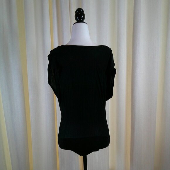 Ardene Plunging Pleated Bodysuit - Black, Size S - Picture 6 of 6